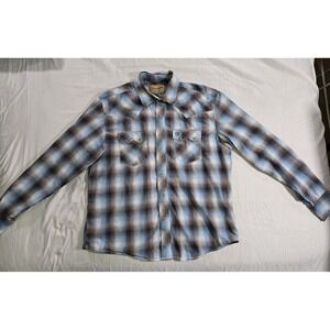 Wrangler Retro Western Shirt With Pearl Snap Closure LS Size XL Cowboy Look